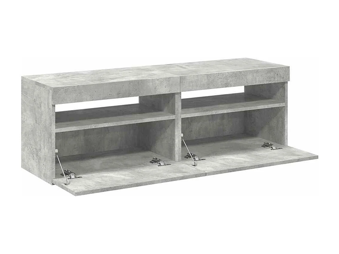 Meubles TV avec lumières LED 2 pcs gris béton 60x35x40 cm