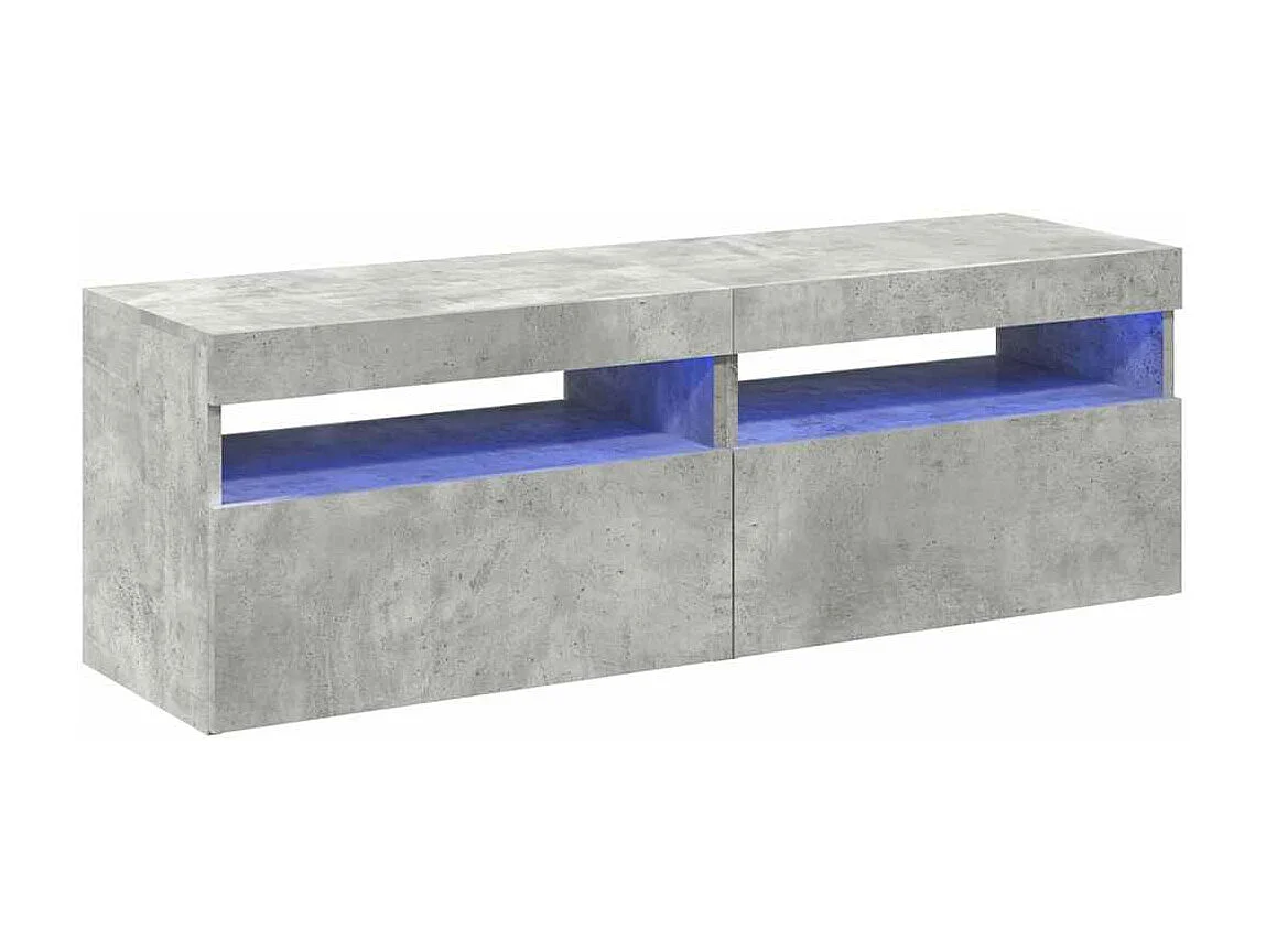 Meubles TV avec lumières LED 2 pcs gris béton 60x35x40 cm