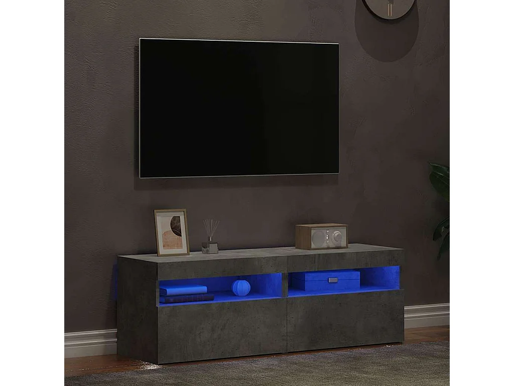 Meubles TV avec lumières LED 2 pcs gris béton 60x35x40 cm