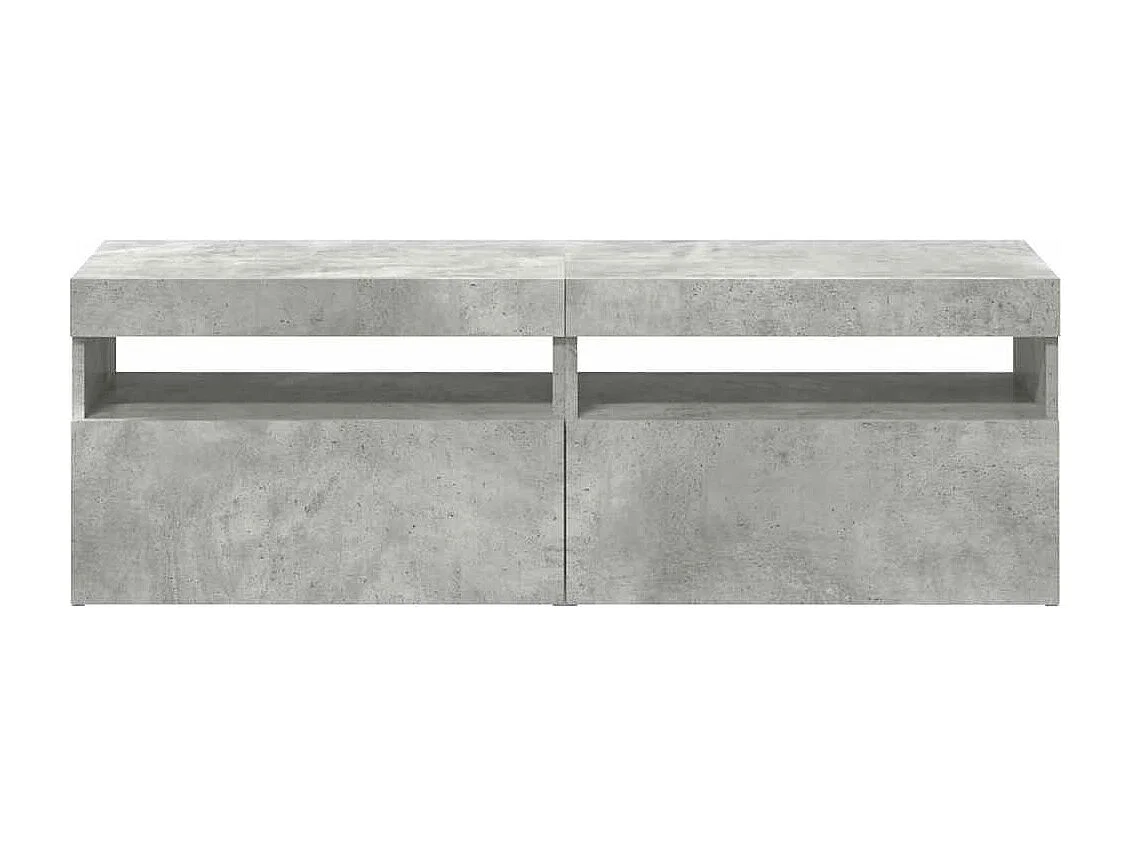 Meubles TV avec lumières LED 2 pcs gris béton 60x35x40 cm