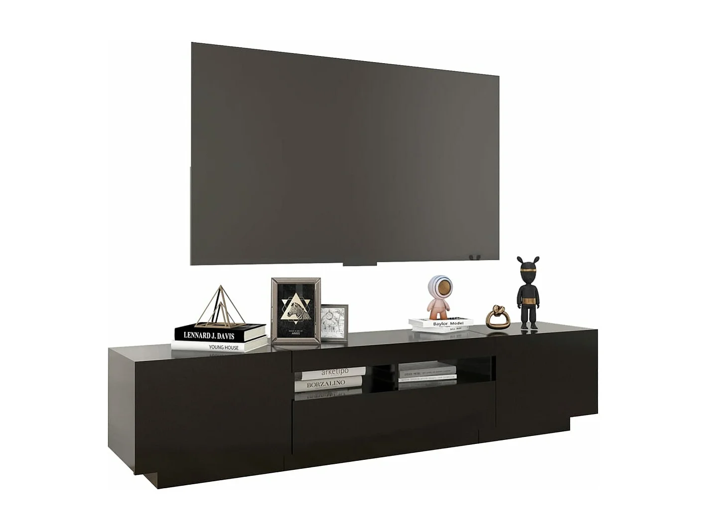 Meuble TV avec lumières LED Noir 180x35x40 cm