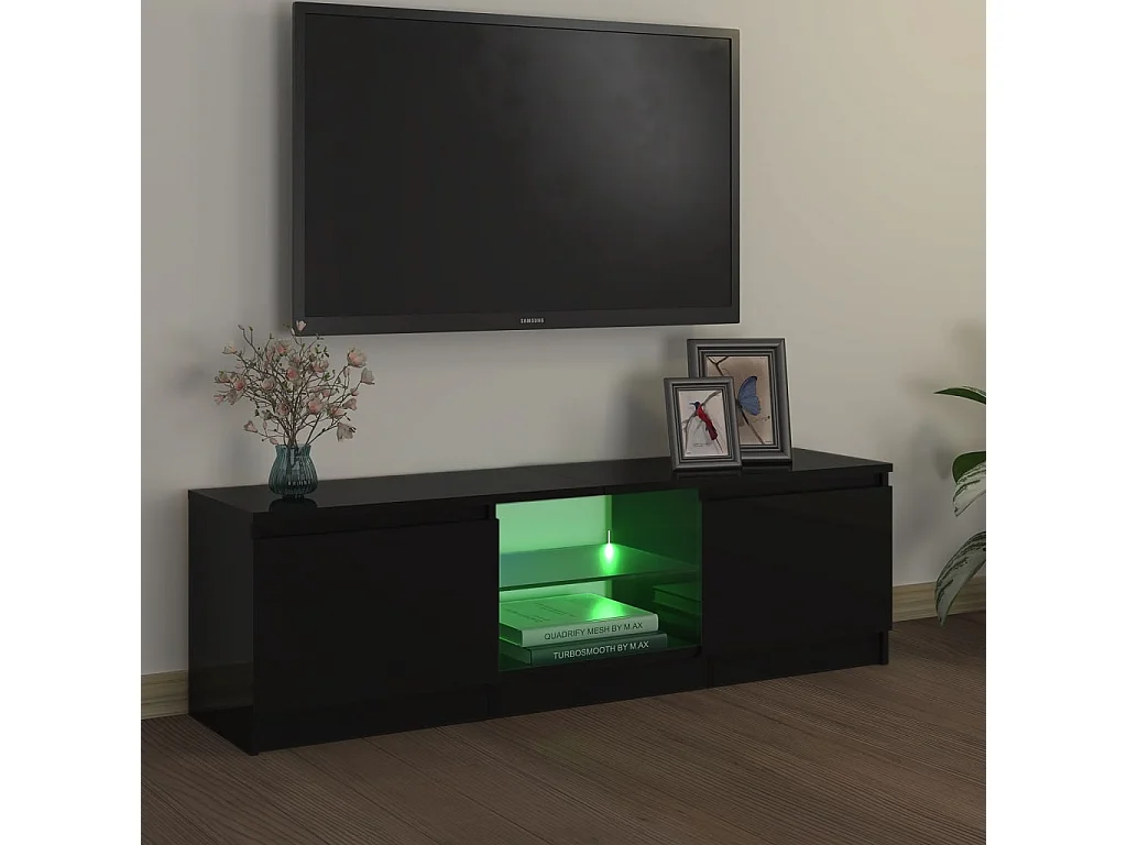 Meuble TV avec lumières LED Noir 120x30x35,5 cm