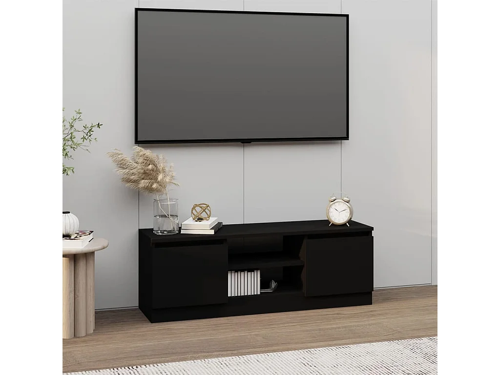 Meuble TV avec porte Noir 102x30x36 cm