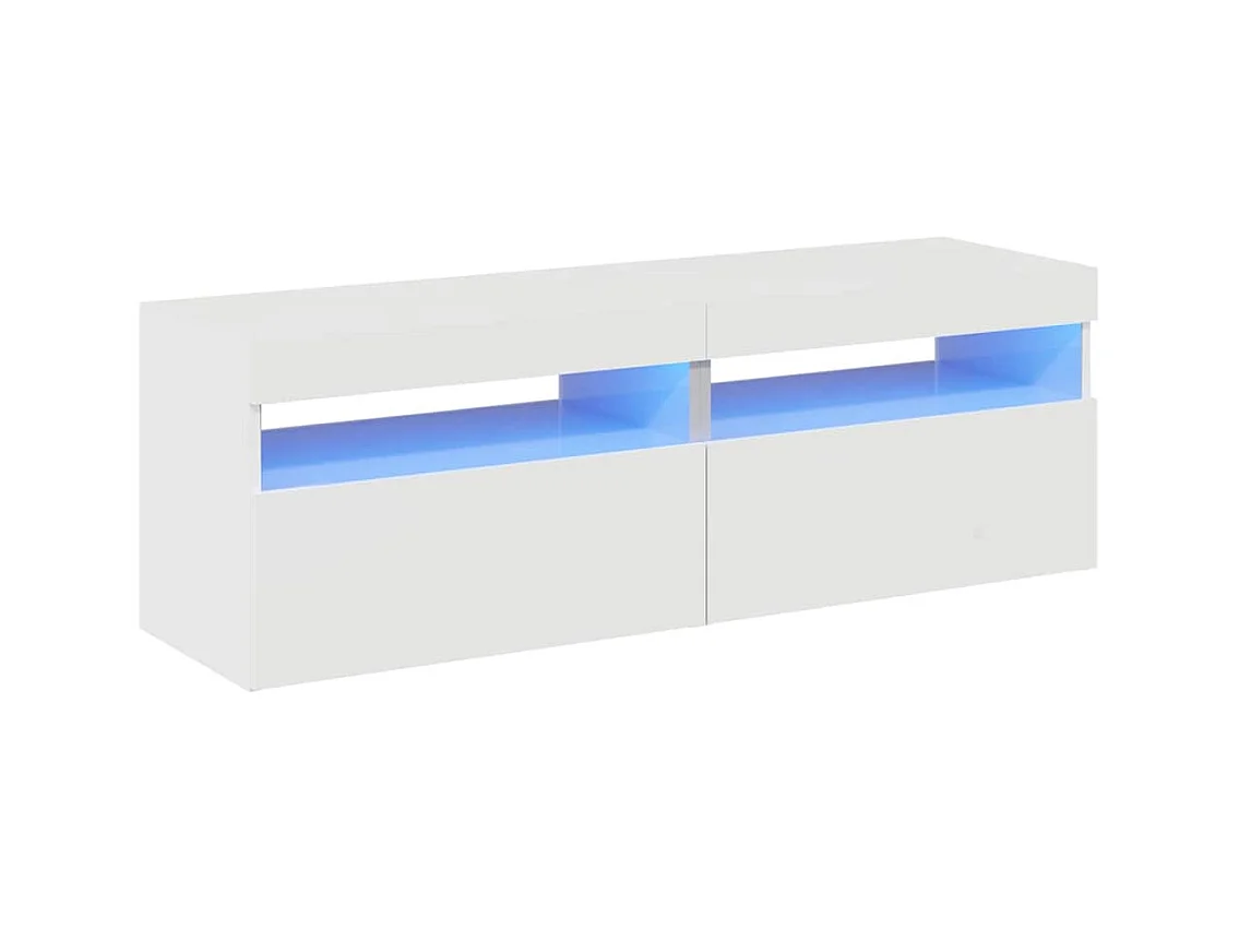 Meubles TV avec lumières LED 2 pcs blanc brillant 60x35x40 cm