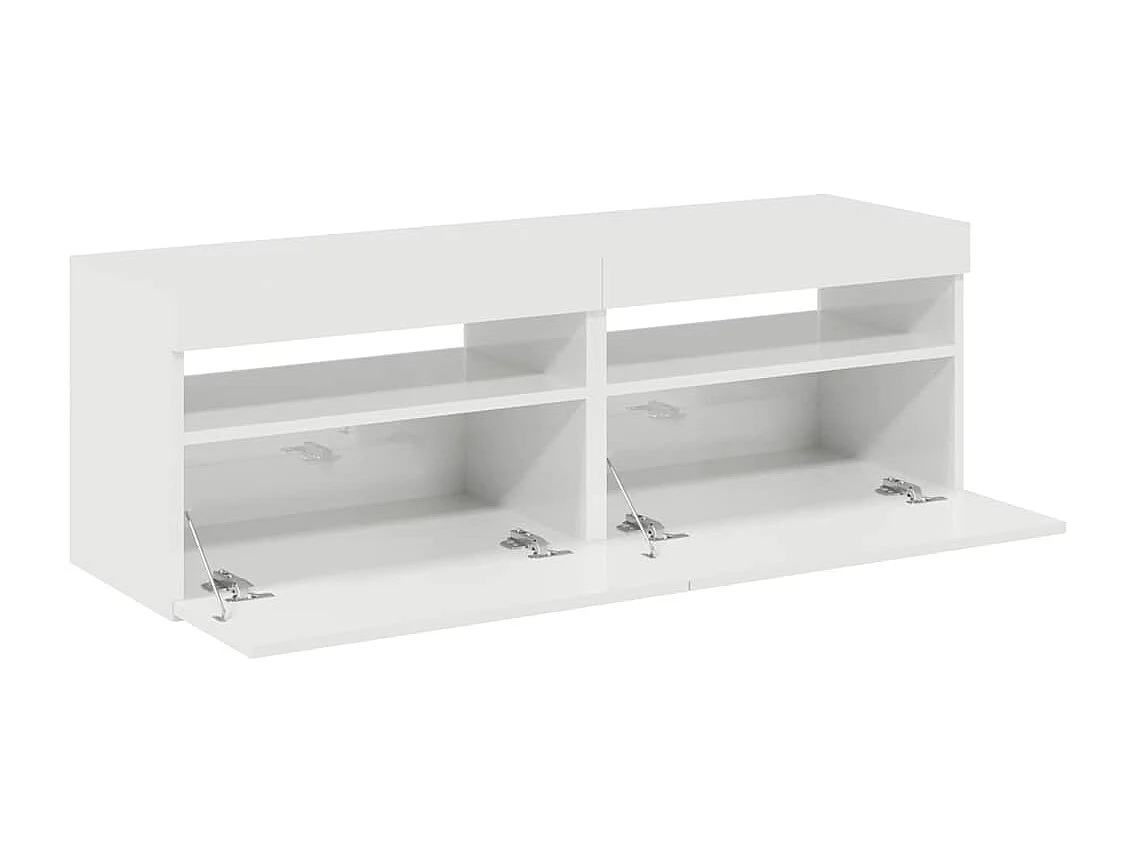 Meubles TV avec lumières LED 2 pcs blanc brillant 60x35x40 cm
