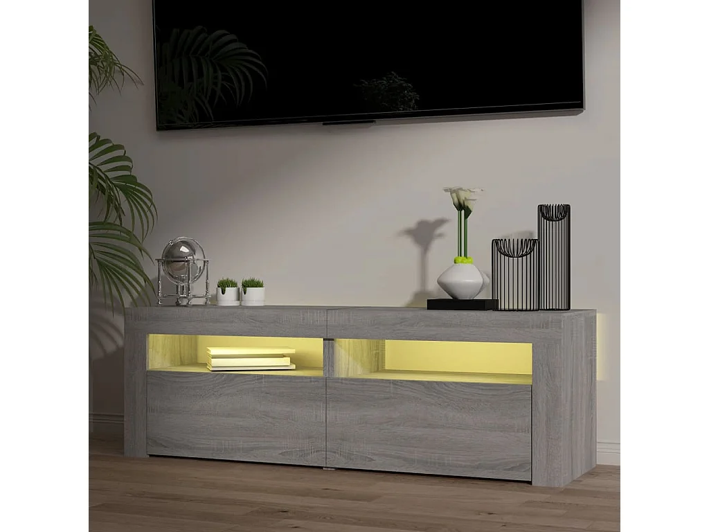 Meuble TV avec lumières LED sonoma gris 120x35x40 cm
