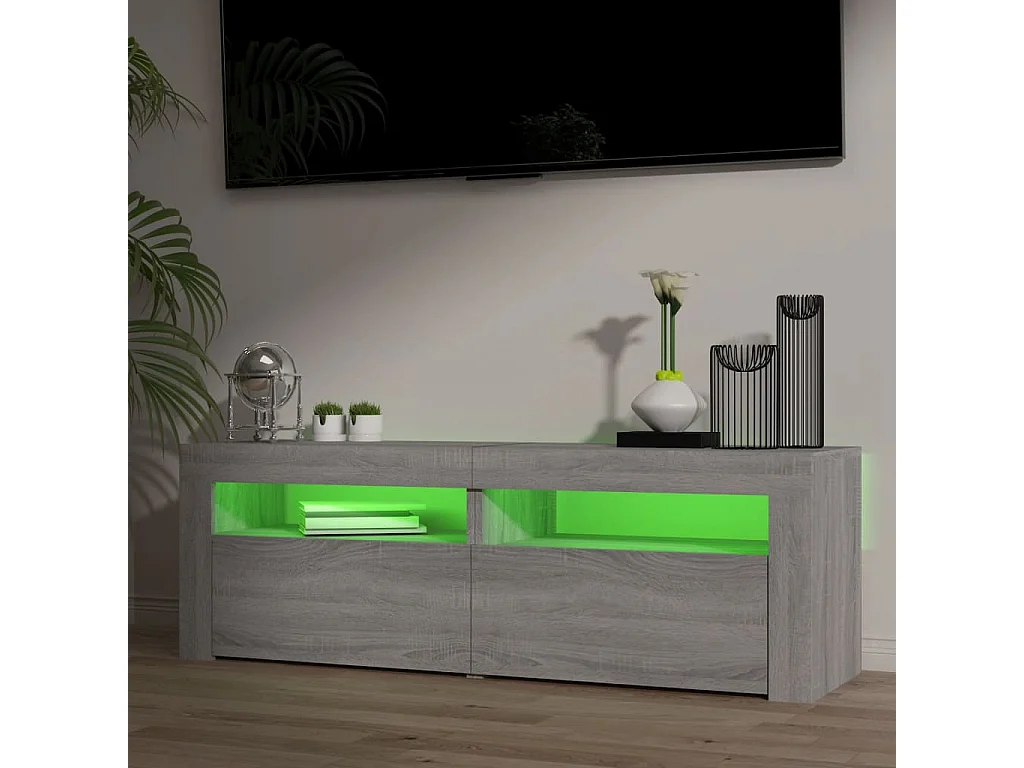 Meuble TV avec lumières LED sonoma gris 120x35x40 cm