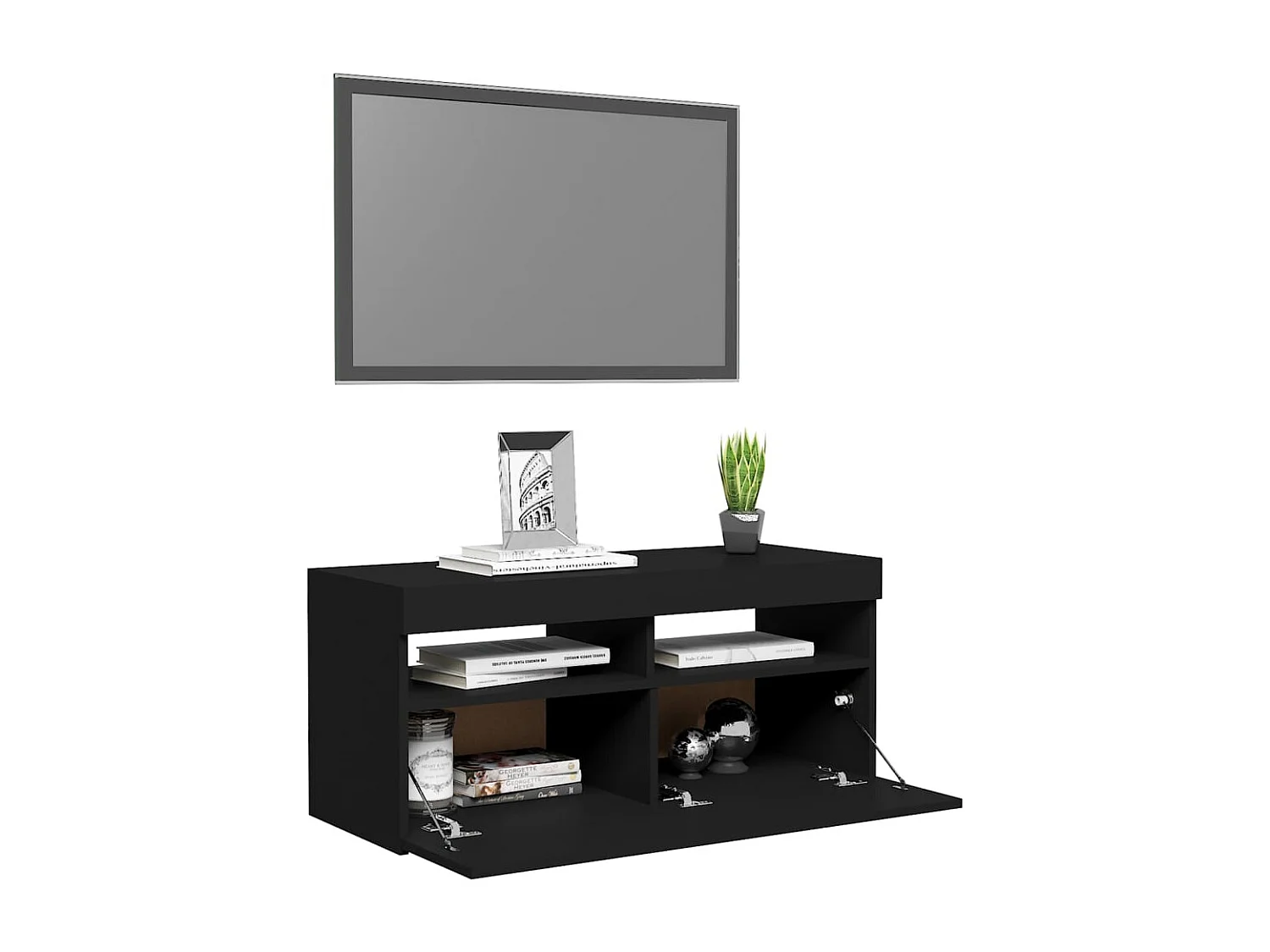Meuble TV avec lumières LED noir 90x35x40 cm