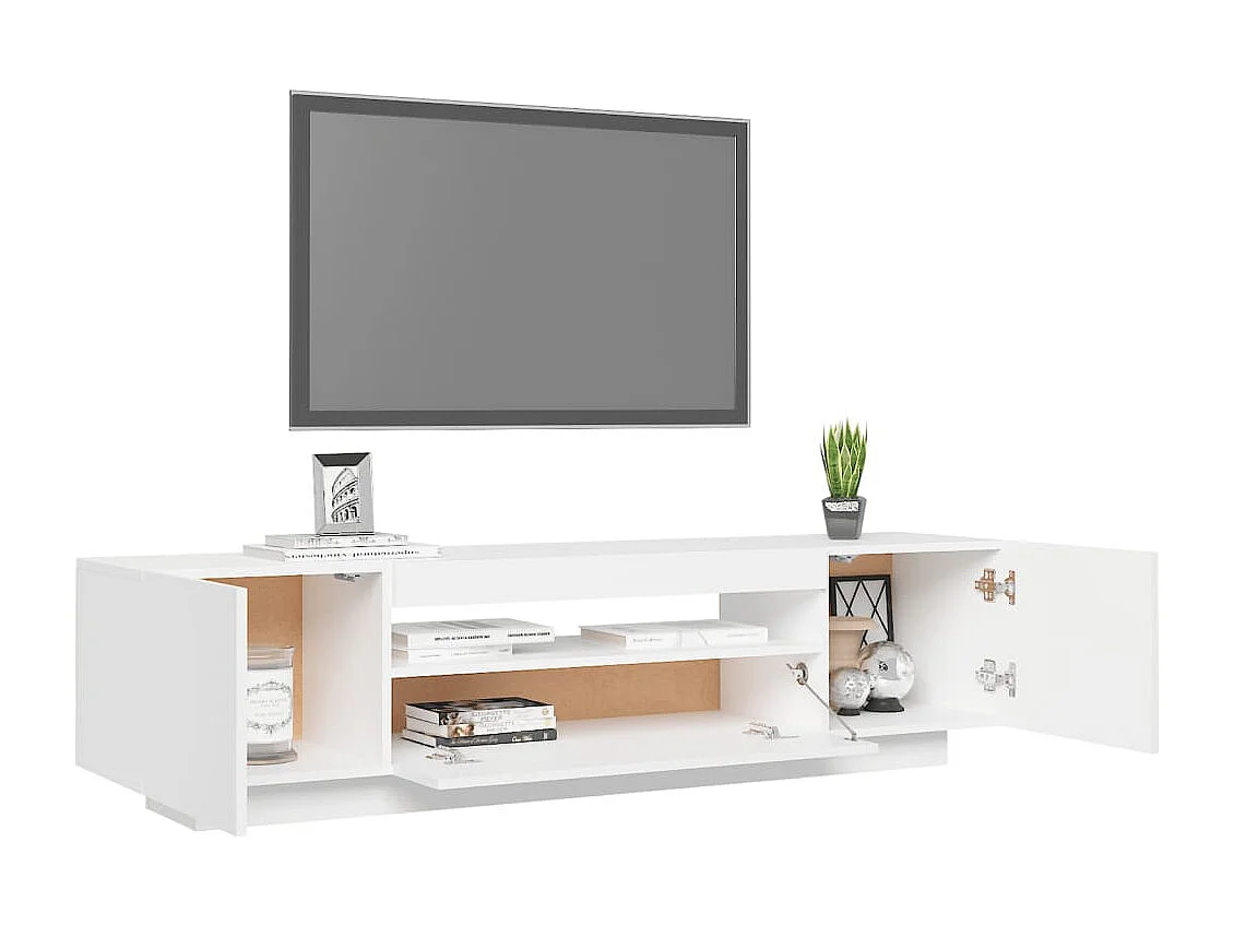 Meuble TV avec lumières LED blanc 160x35x40 cm