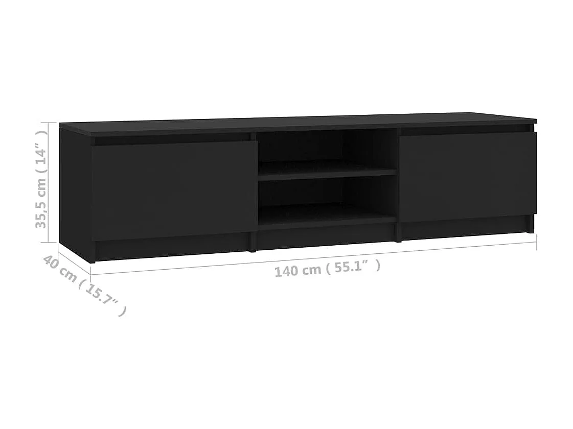 Meuble TV Noir 140x40x35,5 cm Bois d'ingénierie