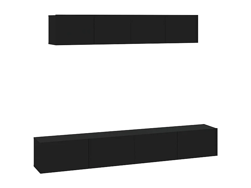Ensemble de meubles TV 4 pcs Noir Bois d'ingénierie