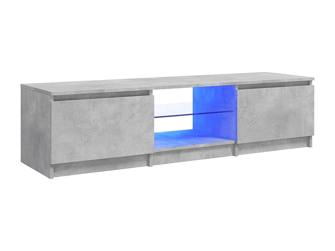 Meuble TV avec lumières LED gris béton 140x40x35,5 cm