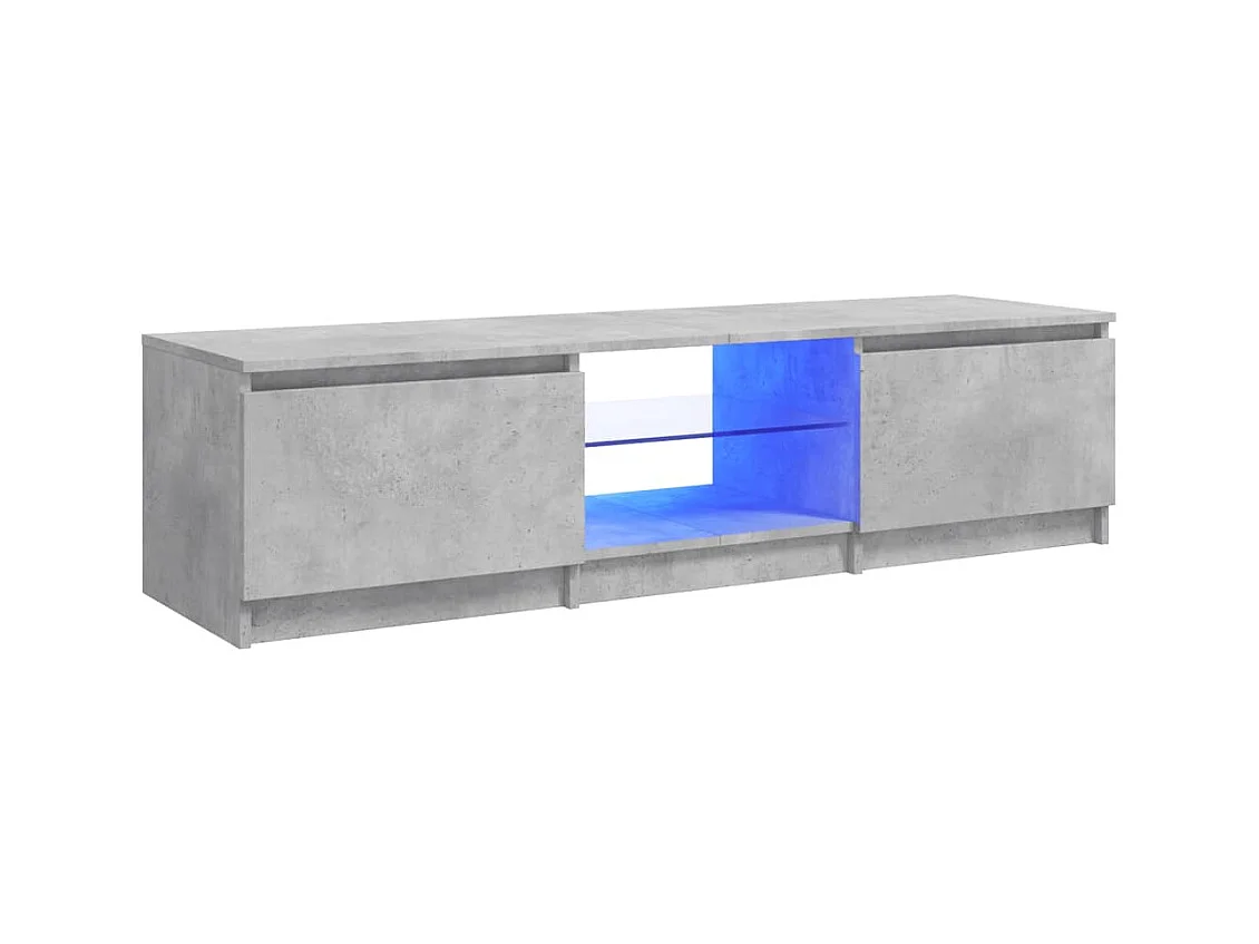 Meuble TV avec lumières LED gris béton 140x40x35,5 cm
