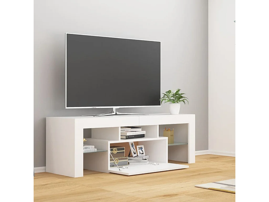 Meuble TV avec lumières LED Blanc 120x35x40 cm