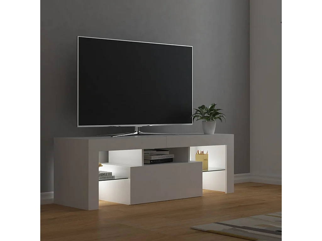 Meuble TV avec lumières LED Blanc 120x35x40 cm