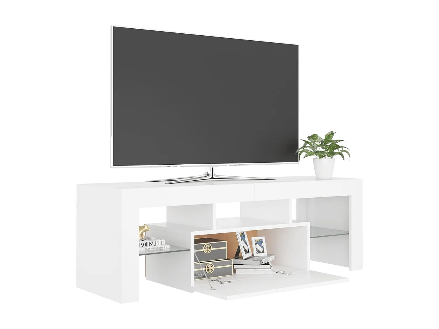 Meuble TV avec lumières LED Blanc 120x35x40 cm