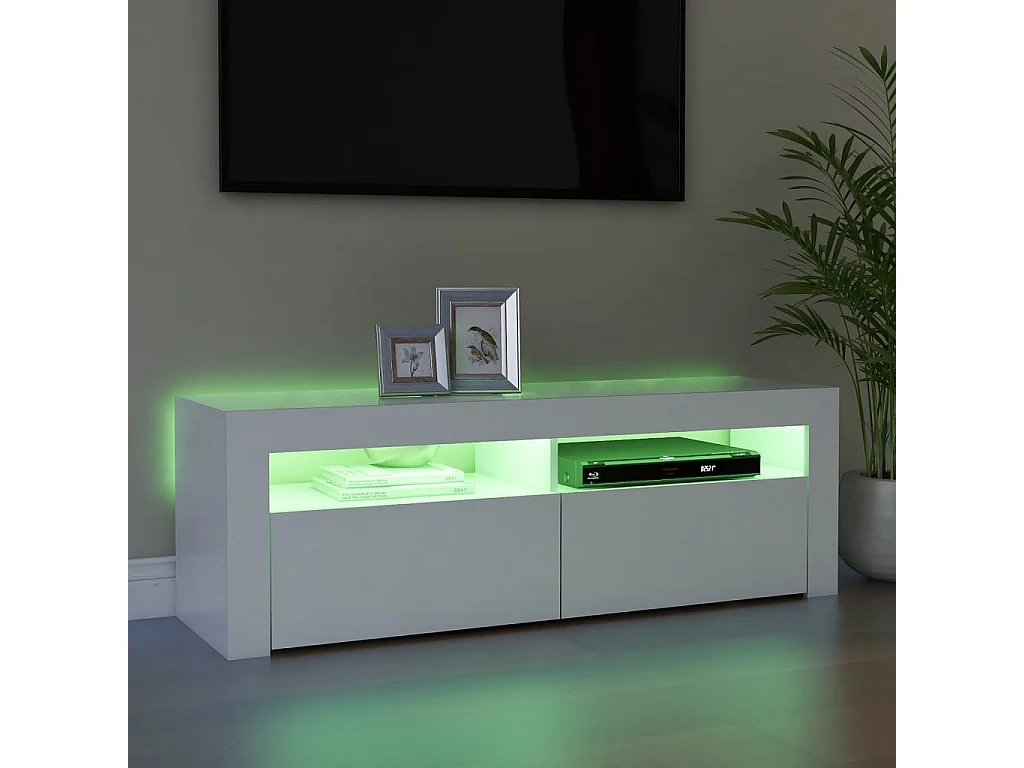 Meuble TV avec lumières LED blanc 120x35x40 cm