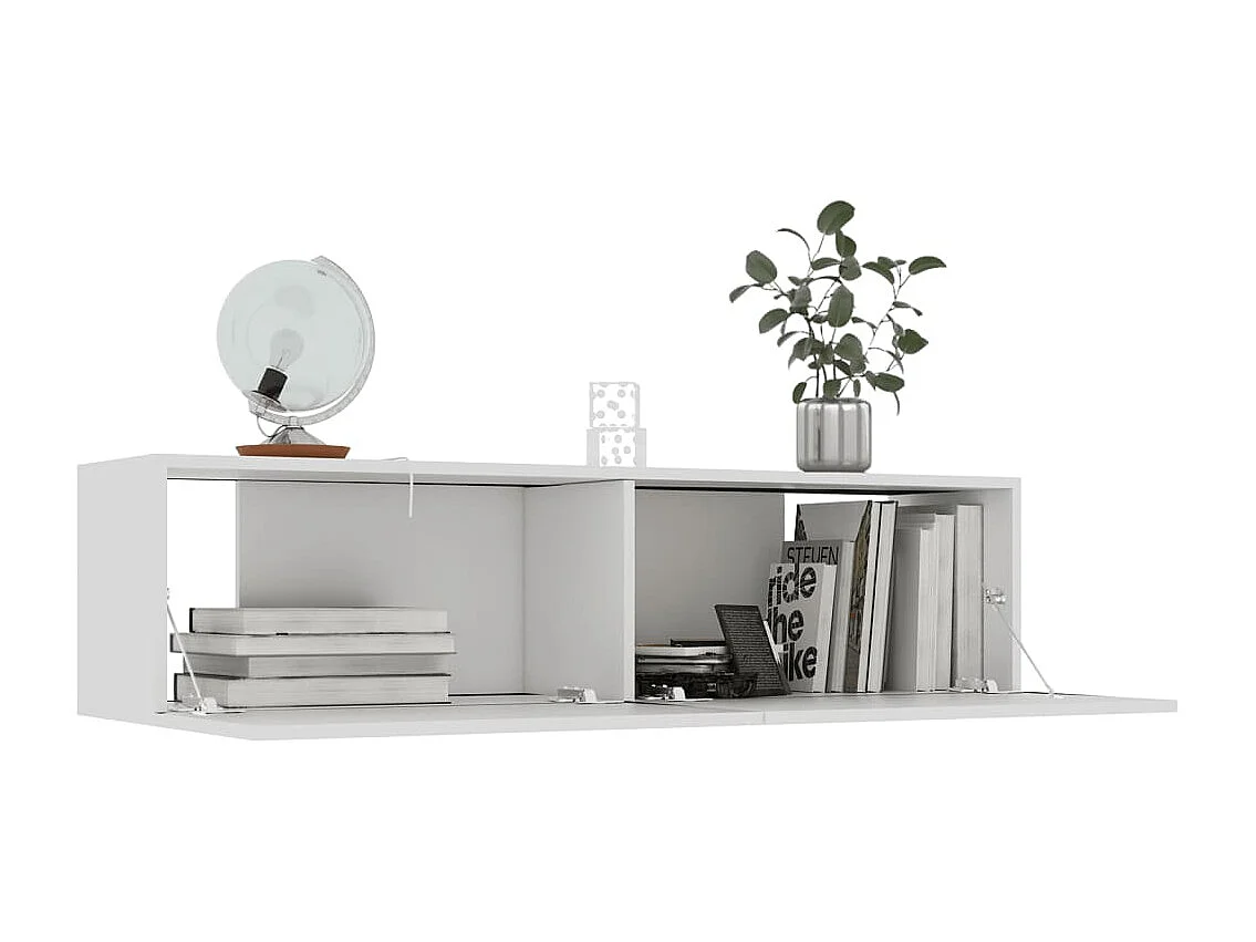 Meuble TV Blanc 120x30x30 cm Bois d’ingénierie