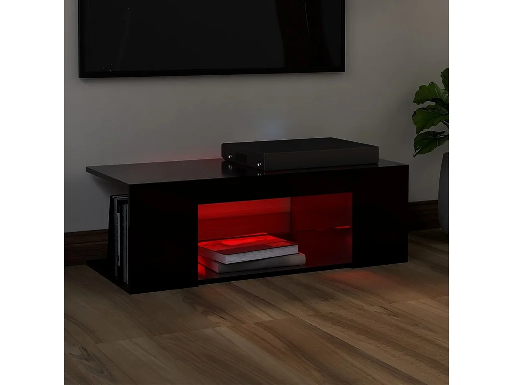Meuble TV avec lumières LED Noir 90x39x30 cm
