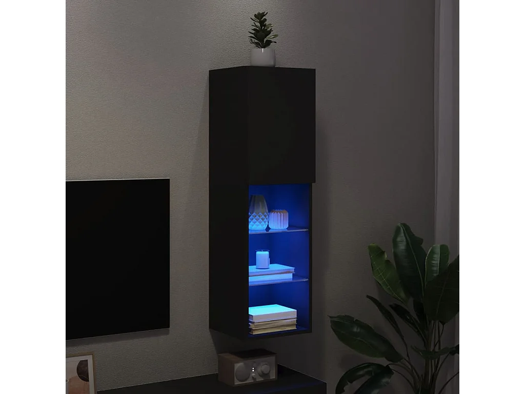 Meuble TV avec lumières LED noir 30,5x30x102 cm