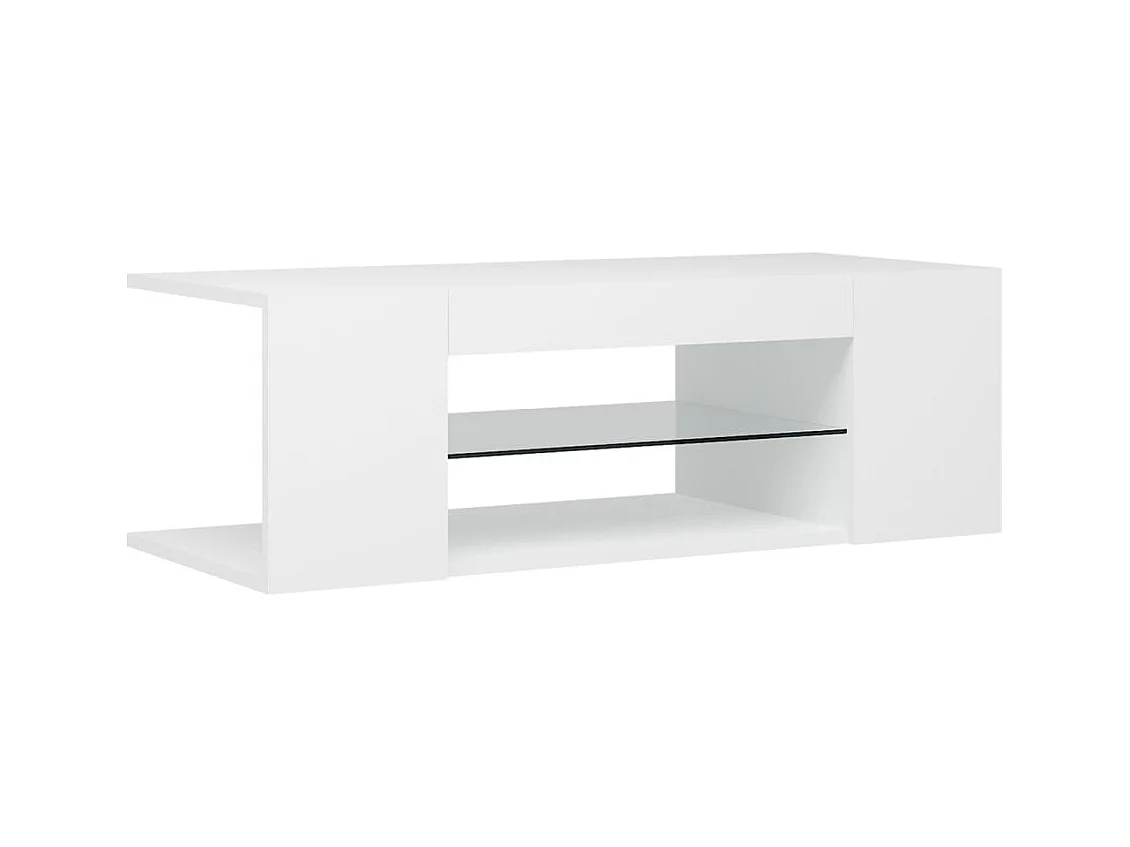 Meuble TV avec lumières LED Blanc 90x39x30 cm