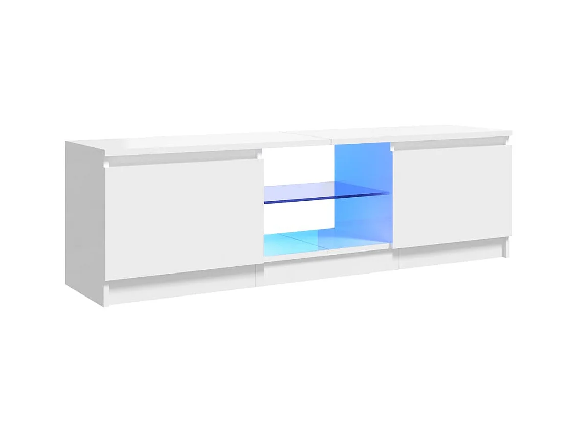 Meuble TV avec lumières LED blanc brillant 120x30x35,5 cm