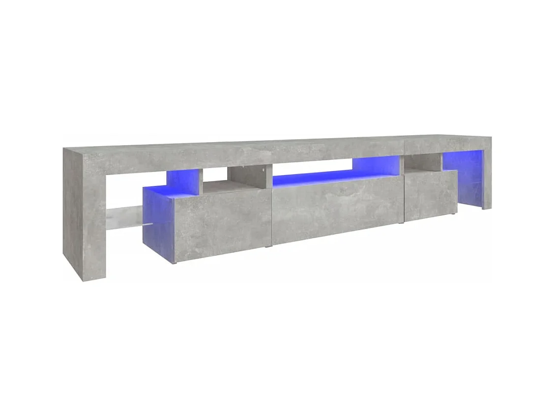 Meuble TV avec lumières LED Gris béton 215x36,5x40 cm