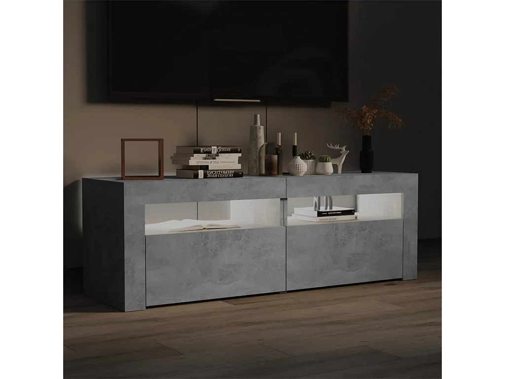 Meuble TV avec lumières LED gris béton 120x35x40 cm