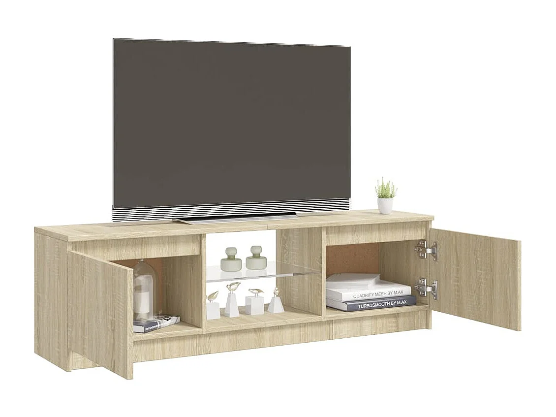 Meuble TV avec lumières LED chêne sonoma 120x30x35,5 cm
