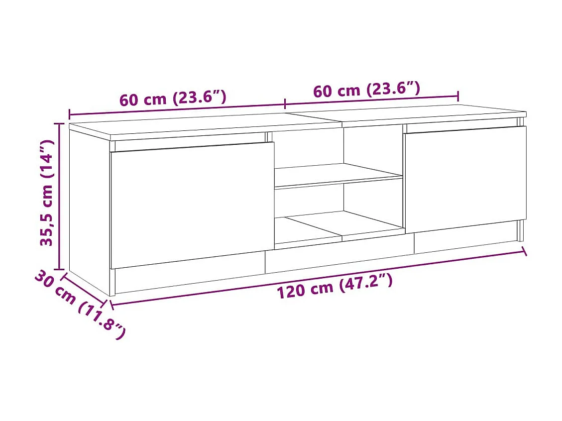 Meuble TV avec lumières LED chêne sonoma 120x30x35,5 cm