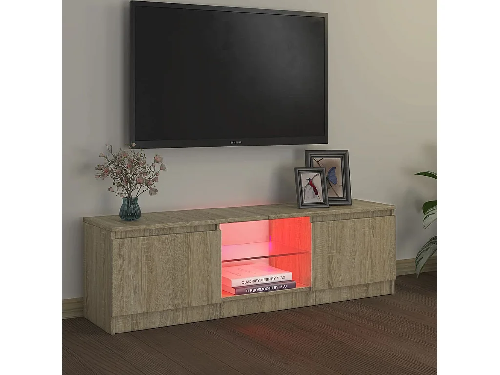 Meuble TV avec lumières LED chêne sonoma 120x30x35,5 cm