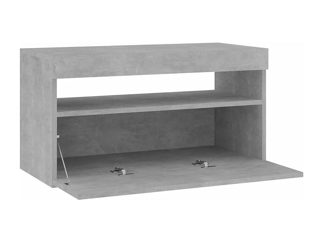 Meuble TV avec lumières LED Gris béton 75x35x40 cm