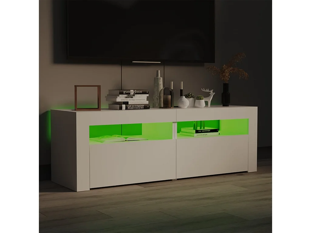 Meuble TV avec lumières LED blanc 120x35x40 cm