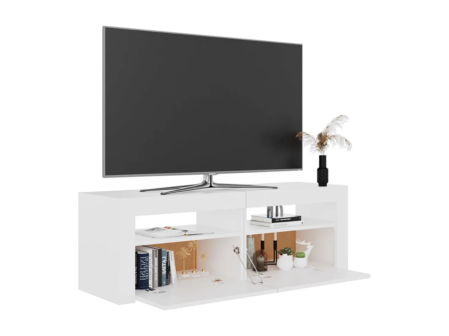 Meuble TV avec lumières LED blanc 120x35x40 cm