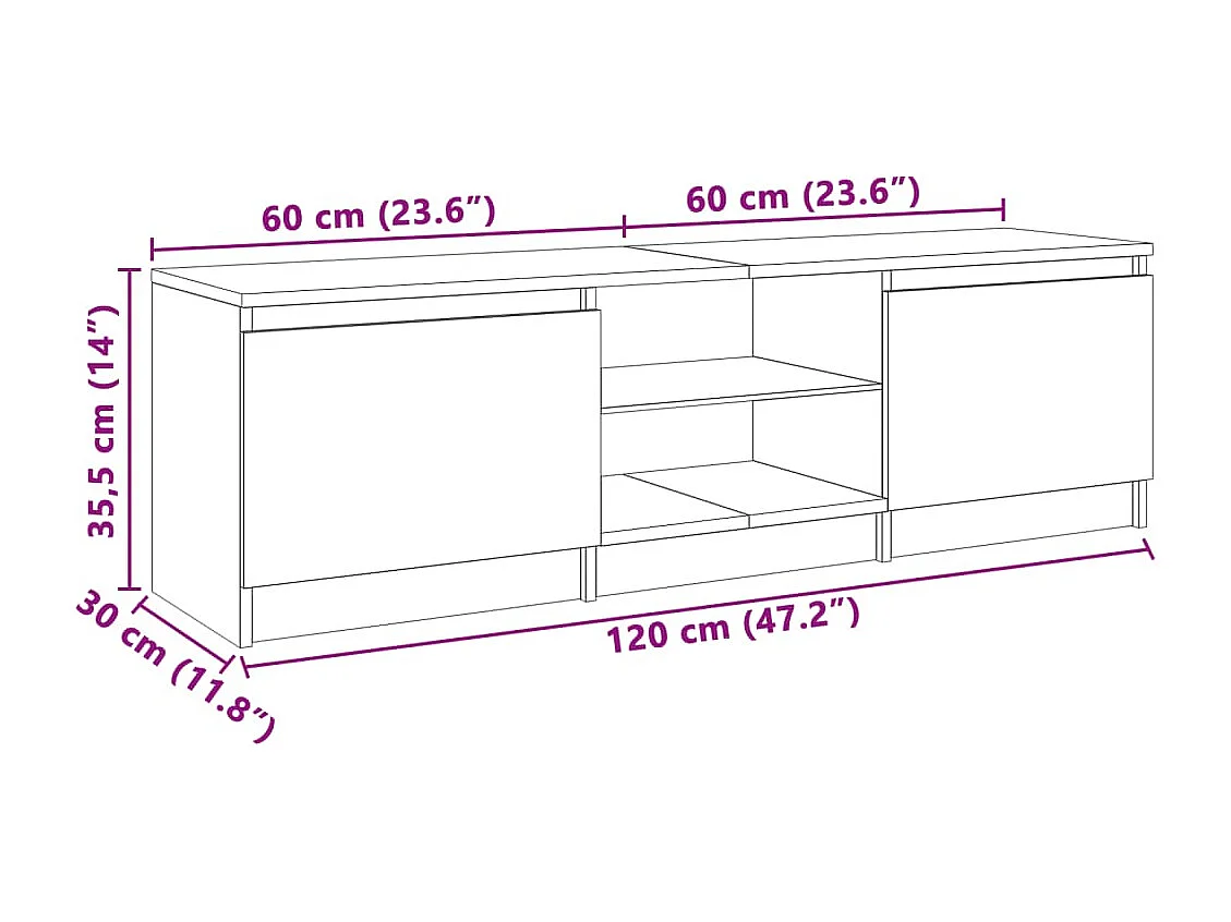 Meuble TV avec lumières LED Blanc 120x30x35,5 cm