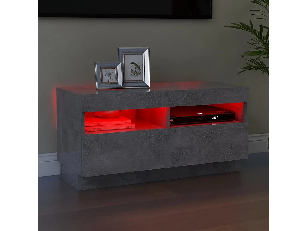 Meuble TV avec lumières LED gris béton 80x35x40 cm
