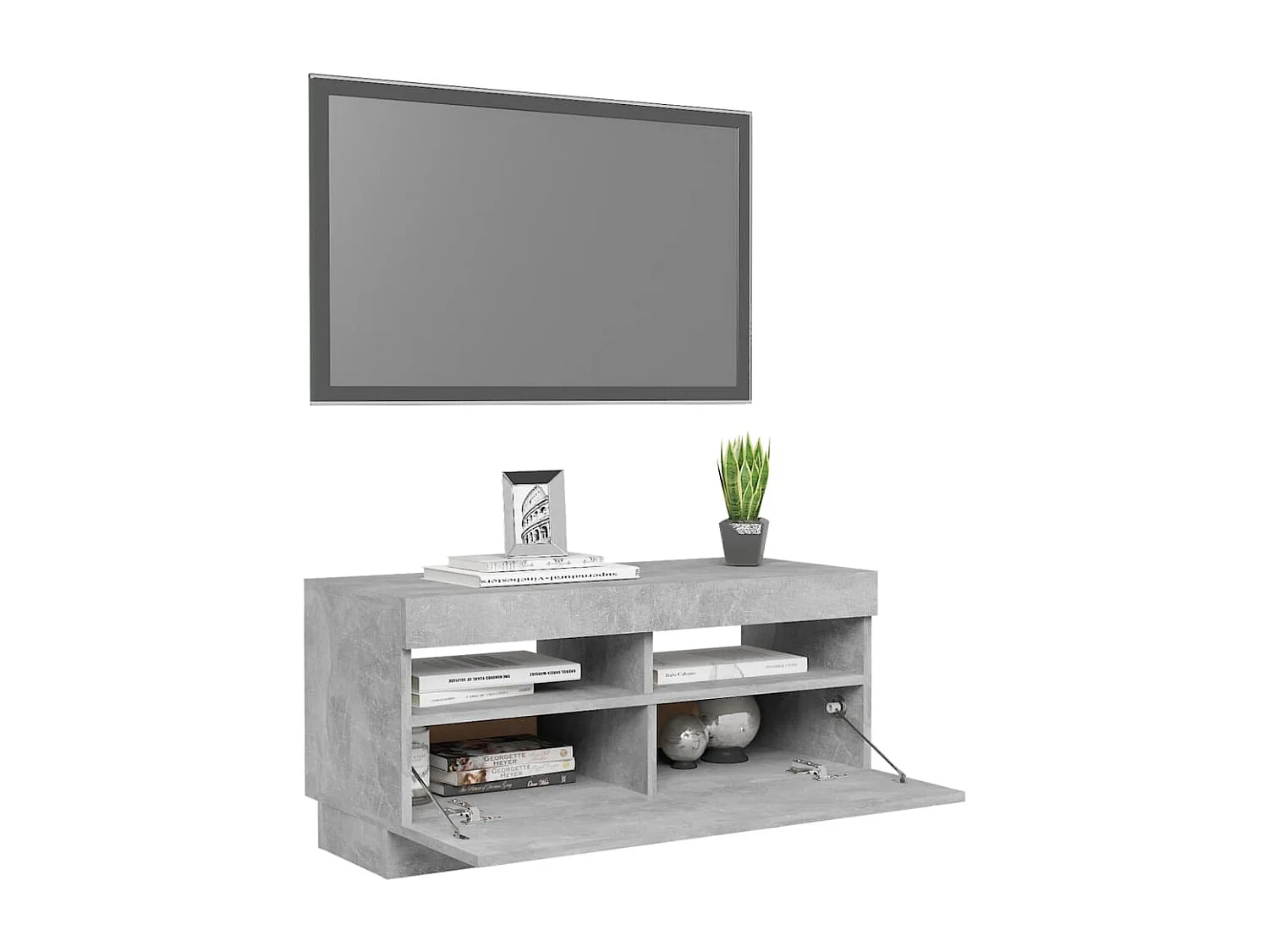 Meuble TV avec lumières LED gris béton 80x35x40 cm