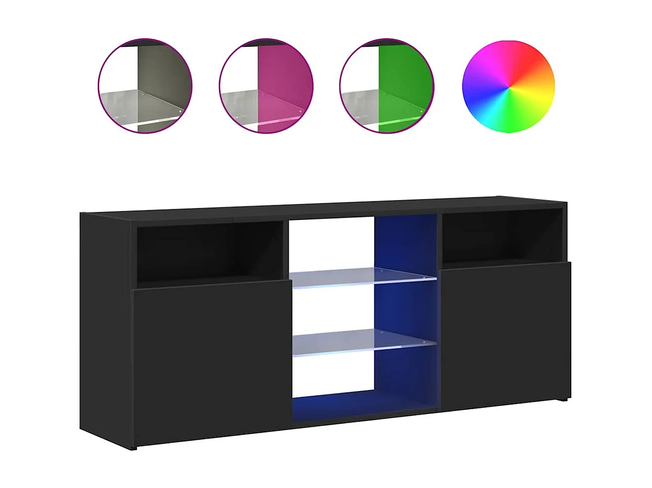 Meuble TV avec lumières LED noir 120x30x50 cm