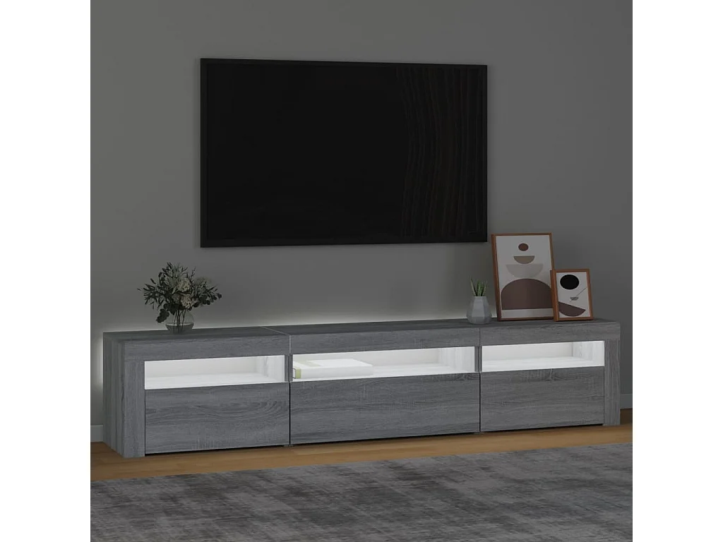Meuble TV avec lumières LED Sonoma gris 195x35x40 cm