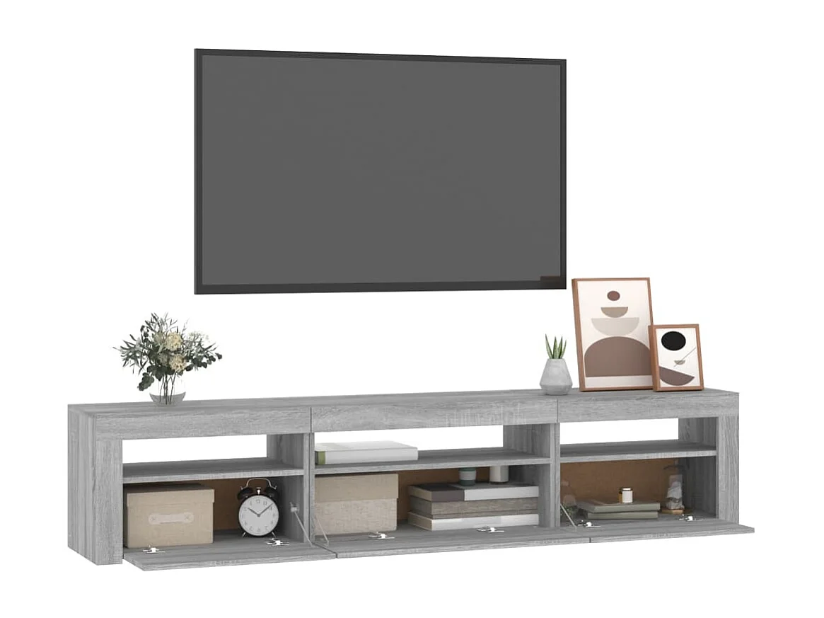 Meuble TV avec lumières LED Sonoma gris 195x35x40 cm