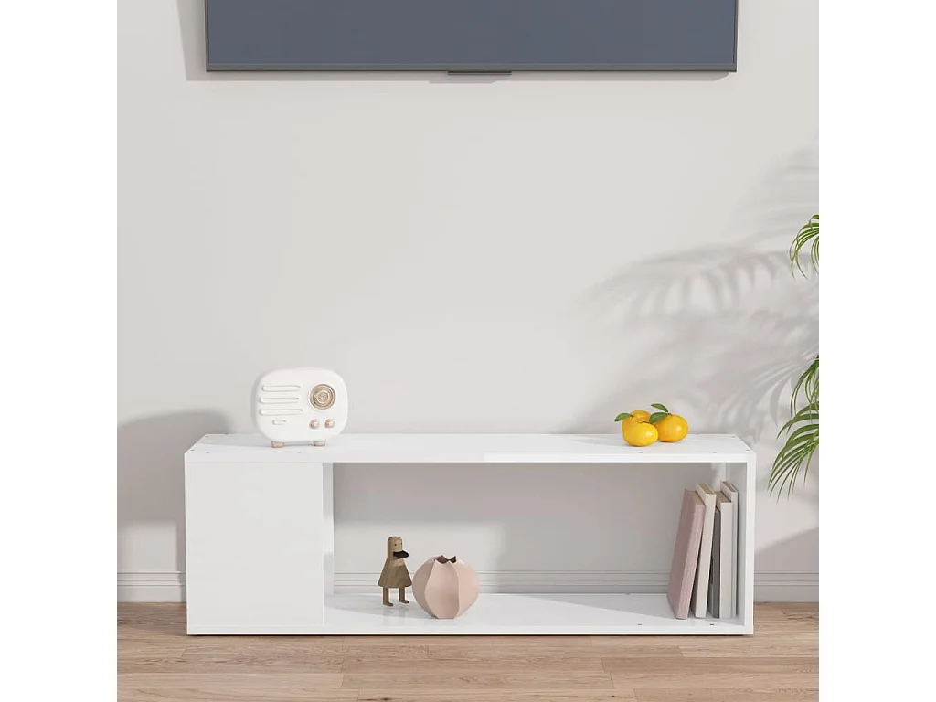 Meuble TV Blanc brillant 100x24x32 cm Bois d'ingénierie