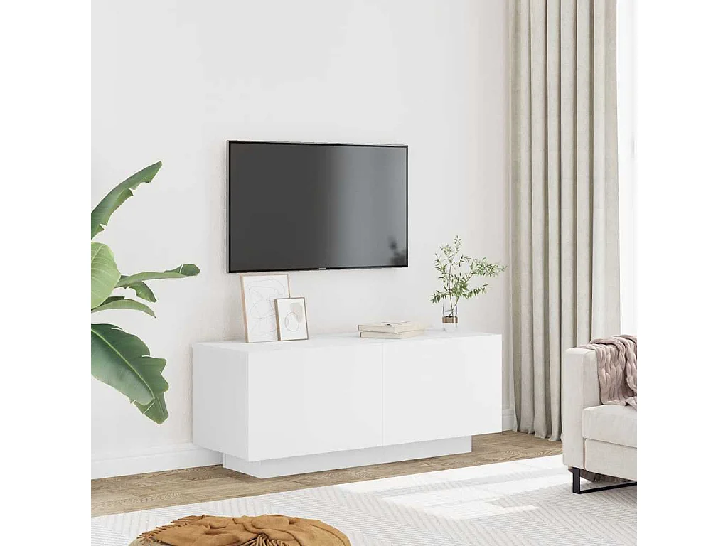 Meuble TV Blanc 100x35x40 cm Aggloméré