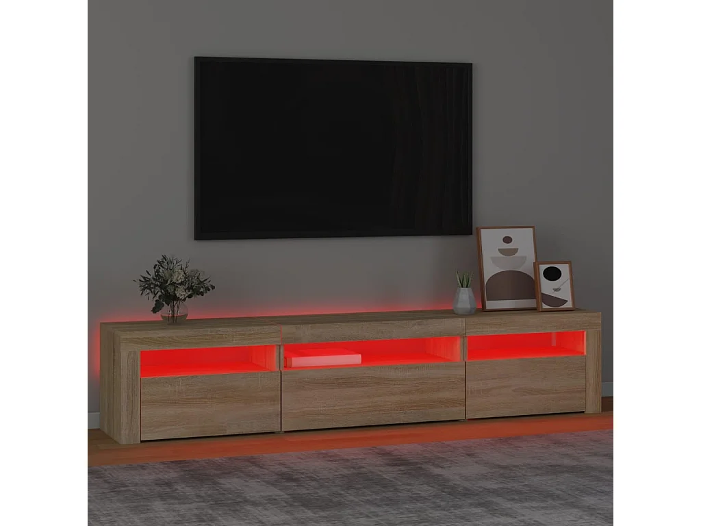 Meuble TV avec lumières LED Chêne sonoma 195x35x40 cm