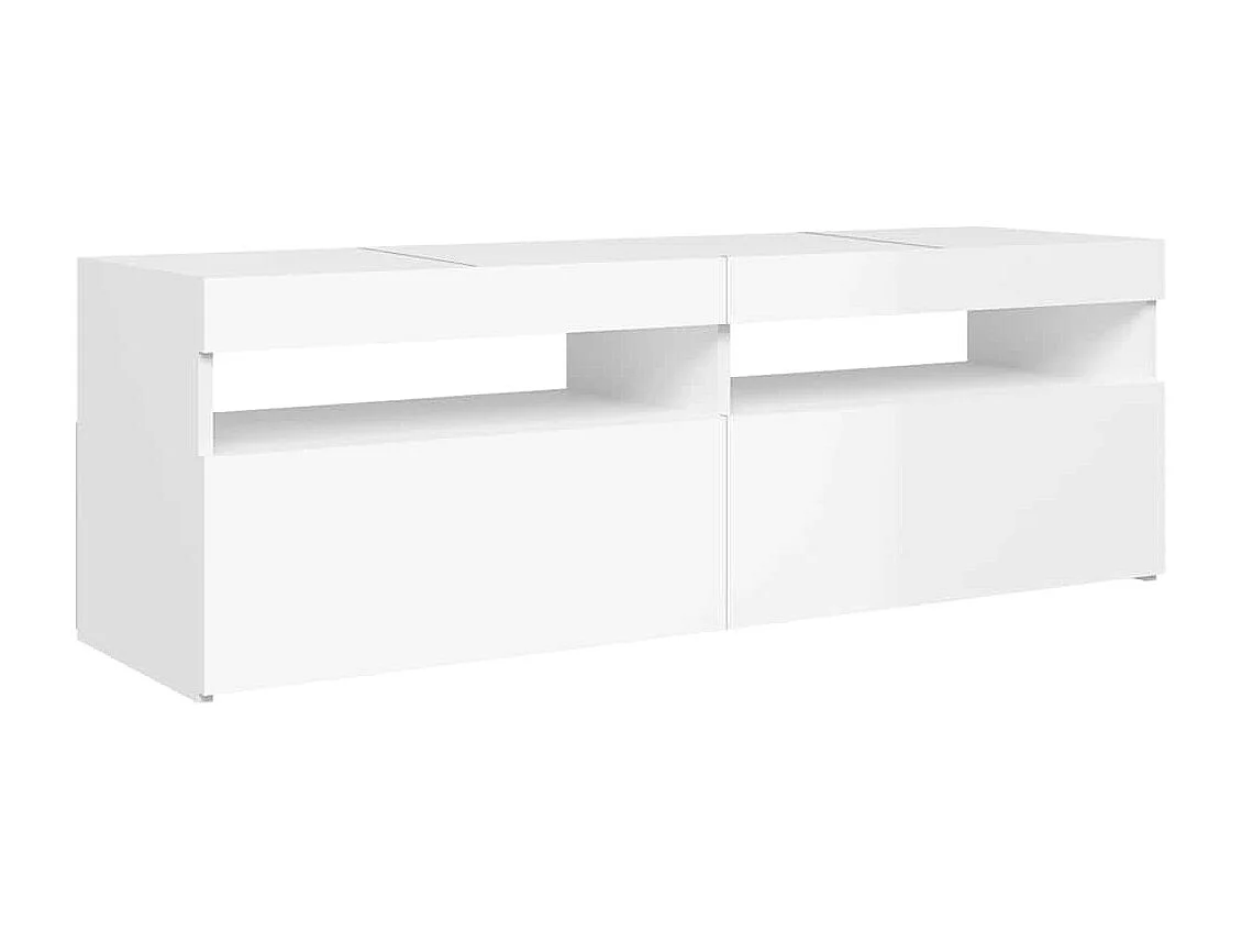 Meuble TV avec lumières LED blanc brillant 120x35x40 cm