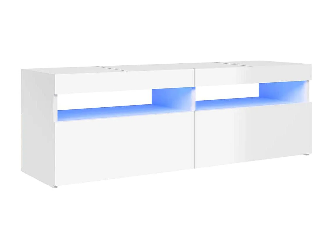 Meuble TV avec lumières LED blanc brillant 120x35x40 cm