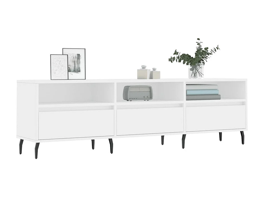 Meuble TV blanc 150x30x44,5 cm bois d'ingénierie