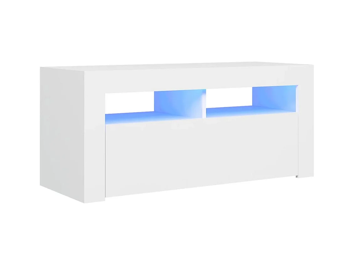 Meuble TV avec lumières LED blanc 90x35x40 cm