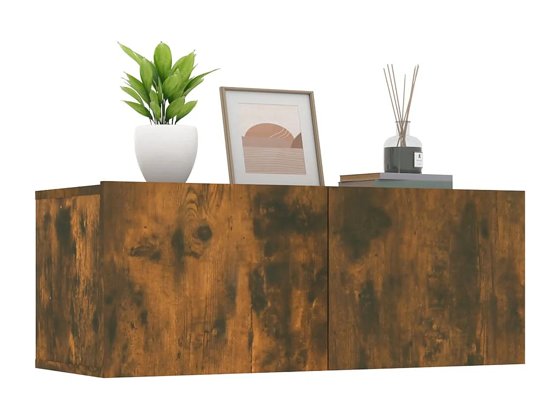Meubles TV 2 pcs chêne fumé 80x30x30 cm bois d'ingénierie