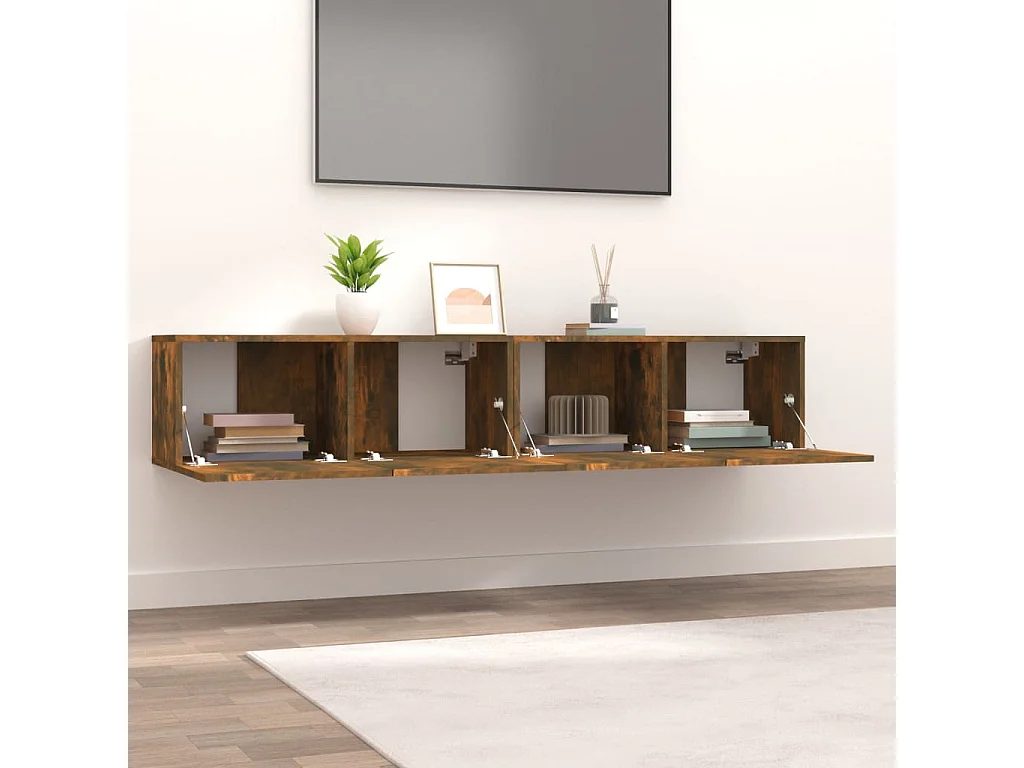 Meubles TV 2 pcs chêne fumé 80x30x30 cm bois d'ingénierie