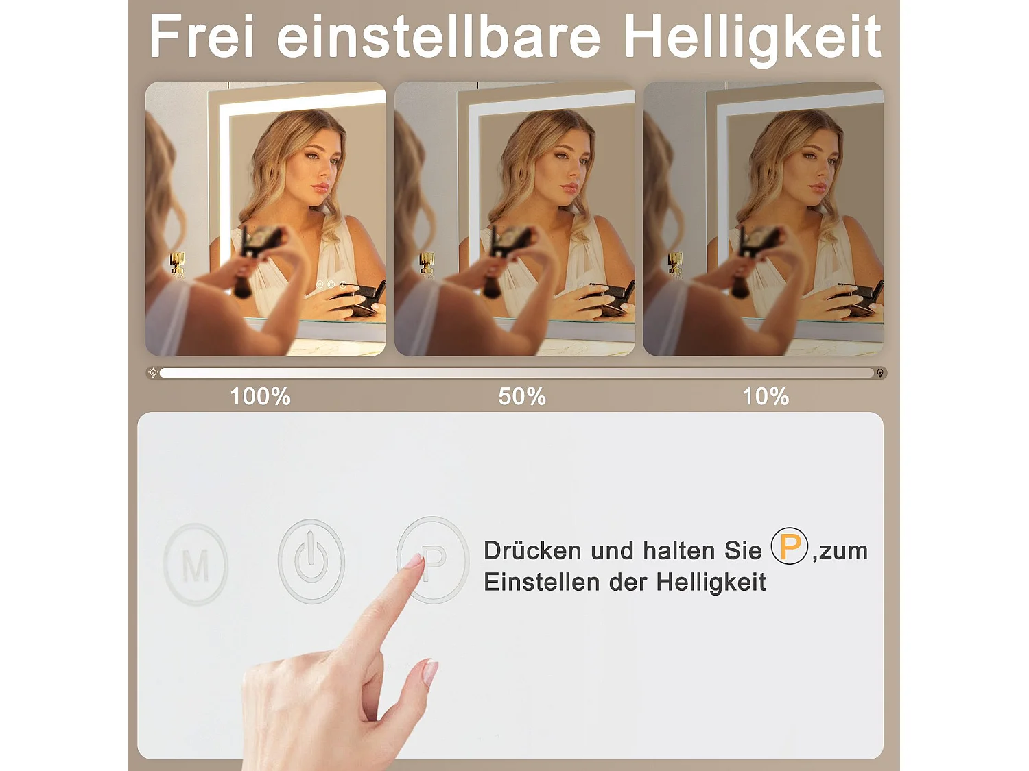 NETTLIFE Miroir de maquillage avec éclairage variable avec 3 modes d'éclairage de couleur Miroir grossissant 5x Connexion USB pour dressing